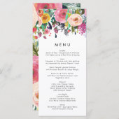Farbenfrohe Blumengarten Hochzeitsmenü Menükarte (Vorne/Hinten)