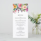 Farbenfrohe Blumengarten Hochzeitsmenü Menükarte (Stehend Vorderseite)