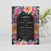 Farbenfrohe Blumengarten Islamische Hochzeit Einladung (Stehend Vorderseite)