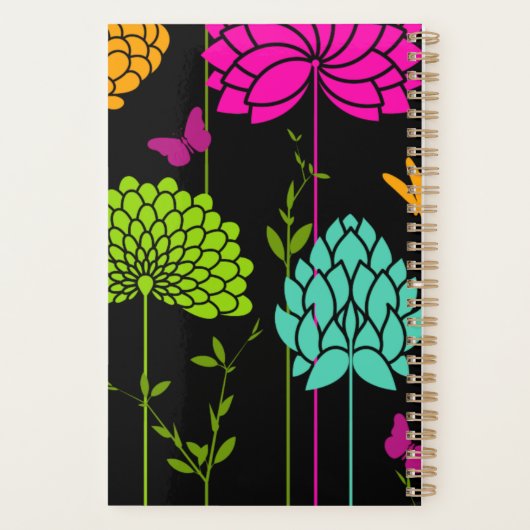 Farbenfrohe Blumengarten Spiralplaner Planer (Rückseite)