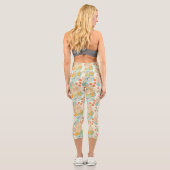 Farbenfrohe Blumengartenmuster Capri Leggings (Rückseite)