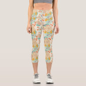 Farbenfrohe Blumengartenmuster Capri Leggings (Vorderseite)