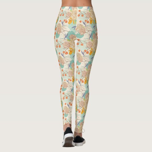 Farbenfrohe Blumengartenmuster Leggings (Rückseite)