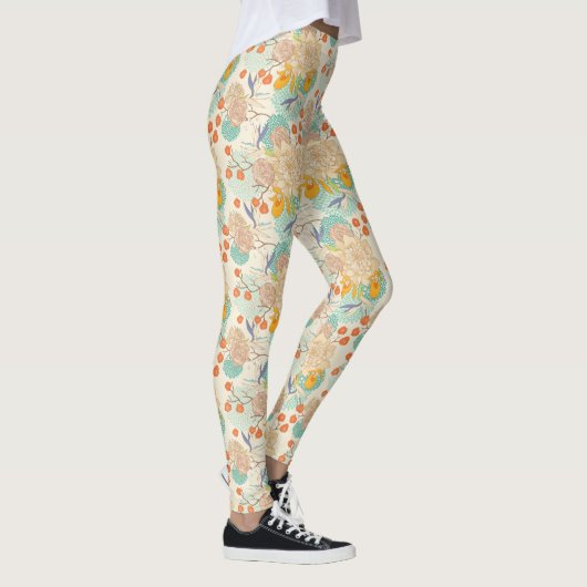 Farbenfrohe Blumengartenmuster Leggings (Rechts)