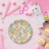 Farbenfrohe Blumengartenmuster Pappteller (Party)