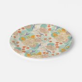 Farbenfrohe Blumengartenmuster Pappteller (Schrägansicht)