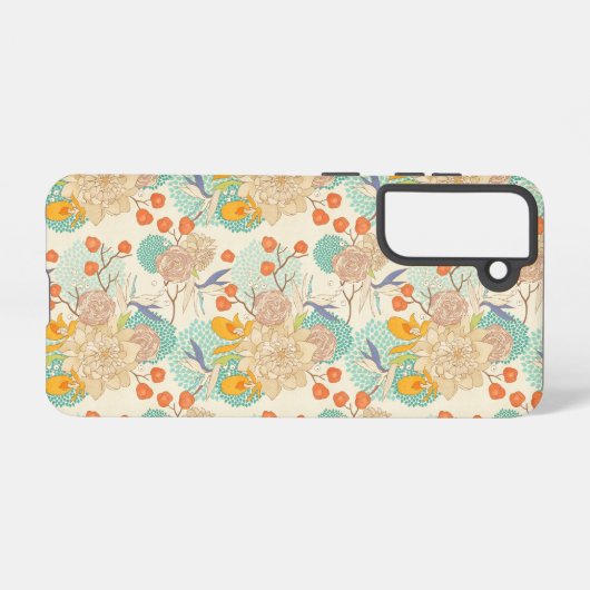 Farbenfrohe Blumengartenmuster Samsung Galaxy Hülle (Rückseite (Horizontal))