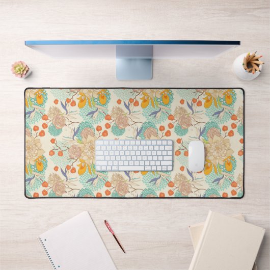 Farbenfrohe Blumengartenmuster Schreibtischunterlage (Büro 1)