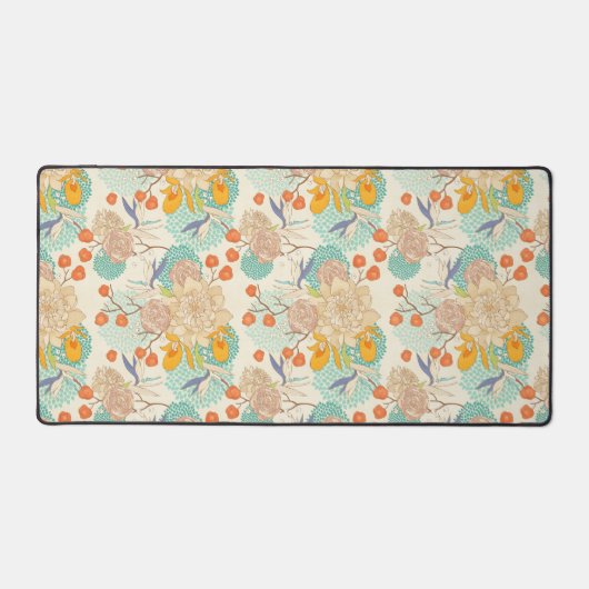 Farbenfrohe Blumengartenmuster Schreibtischunterlage (Vorderseite)