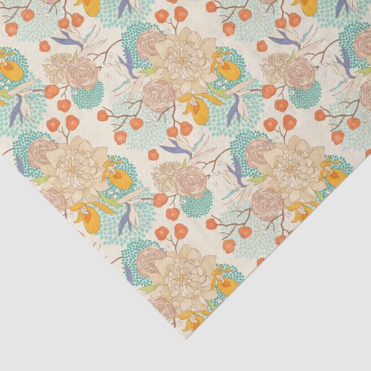 Farbenfrohe Blumengartenmuster Seidenpapier (Ausschnitt)