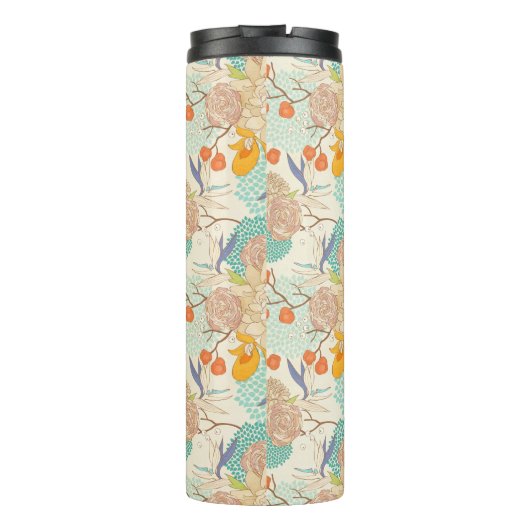 Farbenfrohe Blumengartenmuster Thermosbecher (Rückseite)