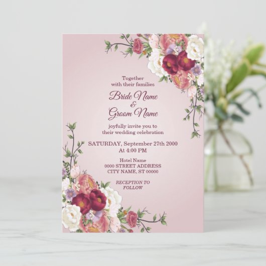 Farbenfrohe blumengeschichtliche Einladung (Stehend Vorderseite)