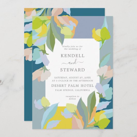 Farbenfrohe blumengeschichtliche Einladung (Vorne/Hinten)