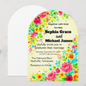 Farbenfrohe blumengeschichtliche Einladung | Aquar (Vorne/Hinten)