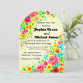 Farbenfrohe blumengeschichtliche Einladung | Aquar (Stehend Vorderseite)