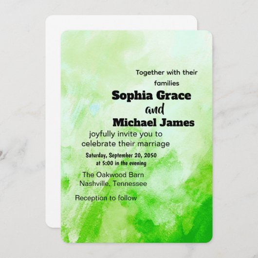 Farbenfrohe blumengeschichtliche Einladung | Aquar (Vorne/Hinten)