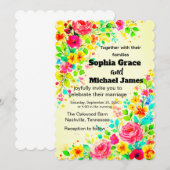 Farbenfrohe blumengeschichtliche Einladung | Aquar (Vorne/Hinten)