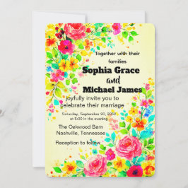 Farbenfrohe blumengeschichtliche Einladung | Aquar