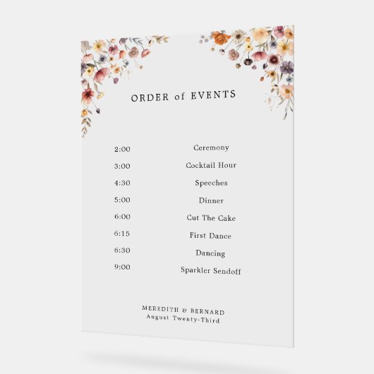 Farbenfrohe blumengeschichtliche Ordnung Acrylschild (Winkel)