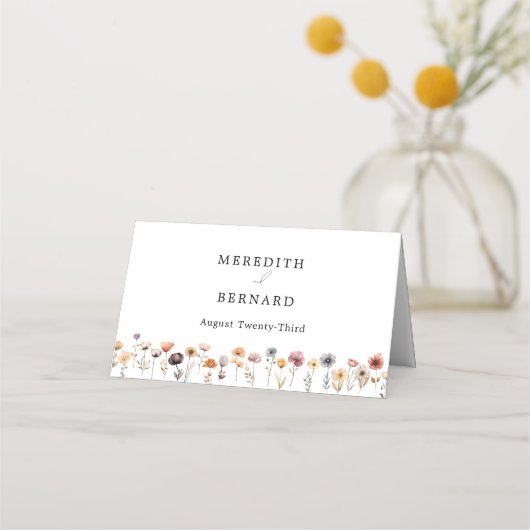 farbenfrohe blumengeschliffene Platzkarte (Rückseite)