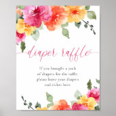 Farbenfrohe, blumengeschmückte Babydusche - Windel Poster (Vorne)
