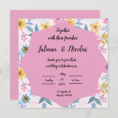Farbenfrohe blumengeschmückte Einladungstöne Einladung (Vorne/Hinten)
