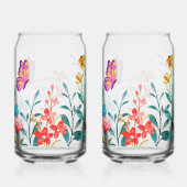 Farbenfrohe, blumengeschmückte Gartenanlage Dosenglas (Rückseite)