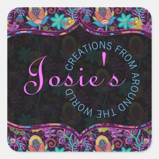 Farbenfrohe, blumengeschmückte Glasperlen Quadratischer Aufkleber (Vorderseite)