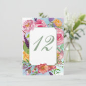 Farbenfrohe blumengeschmückte Hochzeitsempfehlung  Begleitkarte (Stehend Vorderseite)