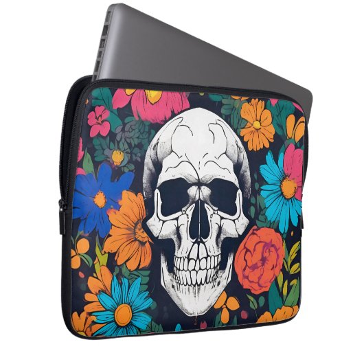 Farbenfrohe, blumengeschmückte Kunst Laptopschutzhülle (Vorne Rechts)