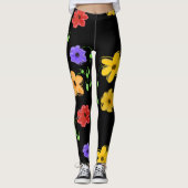 Farbenfrohe, blumengeschmückte Leggings (Vorderseite)