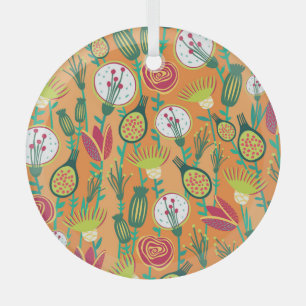 Farbenfrohe, blumengeschmückte Muster Ornament Aus Glas