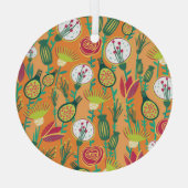 Farbenfrohe, blumengeschmückte Muster Ornament Aus Glas (Rückseite)