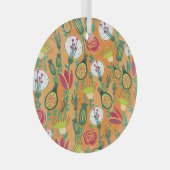 Farbenfrohe, blumengeschmückte Muster Ornament Aus Glas (Vorderseite Rechts)