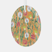 Farbenfrohe, blumengeschmückte Muster Ornament Aus Glas (Vorderseite links)