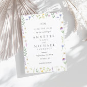 Farbenfrohe, blumengeschmückte Save the Date