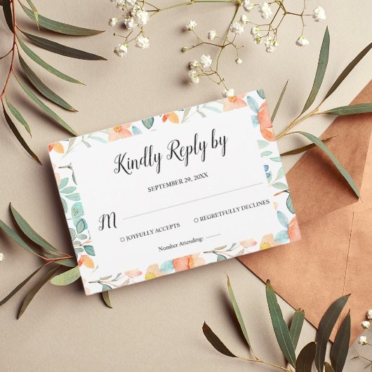 Farbenfrohe blumengeschmückte UAWG RSVP Karte