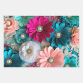 Farbenfrohe Blumengestelle Art Wrapping Paper Shee Geschenkpapier Set (Vorderseite 2)