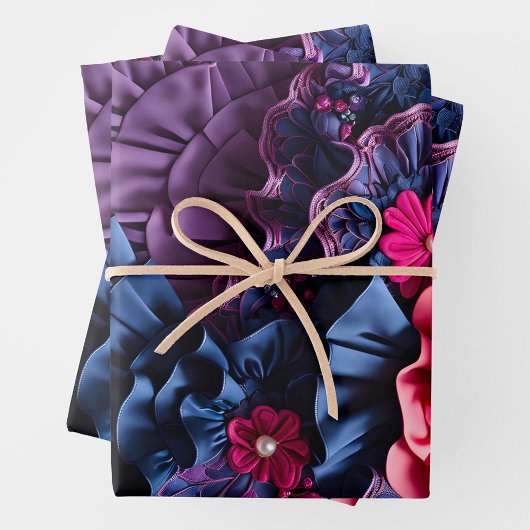 Farbenfrohe Blumengestelle Art Wrapping Paper Shee Geschenkpapier Set