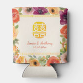 Farbenfrohe Blumengestelle Beige Chinesische Hochz Dosenkühler (Rückseite)