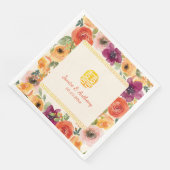 Farbenfrohe Blumengestelle Beige Chinesische Hochz Serviette (Ecke)