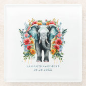 Farbenfrohe Blumengestelle Glasuntersetzer (Vorderseite)