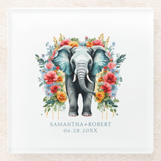 Farbenfrohe Blumengestelle Glasuntersetzer (Vorderseite)