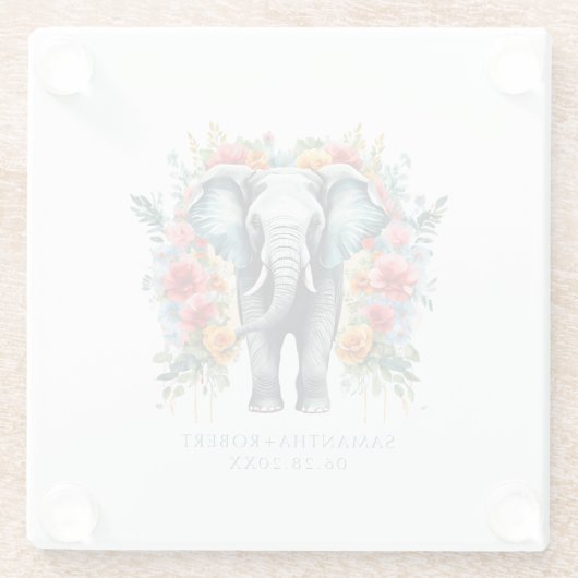 Farbenfrohe Blumengestelle Glasuntersetzer (Rückseite)