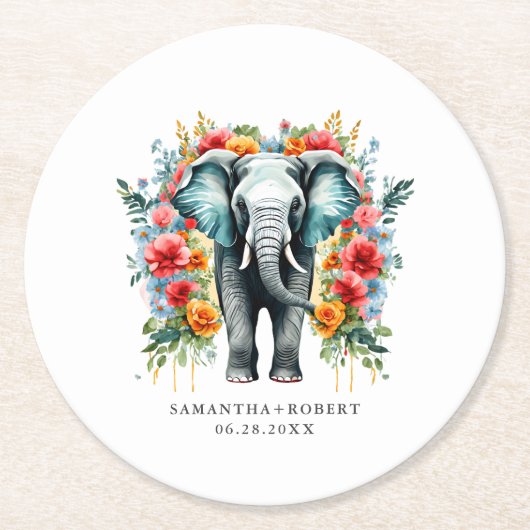 Farbenfrohe Blumengestelle Runder Pappuntersetzer (Vorderseite)