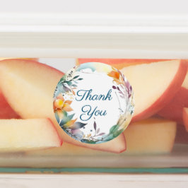 Farbenfrohe Blumengrenze mit Dankeschön Etiketten