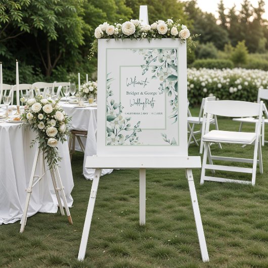 Farbenfrohe Blumengrün Mattiert Hochzeit Begrüßung Acrylschild