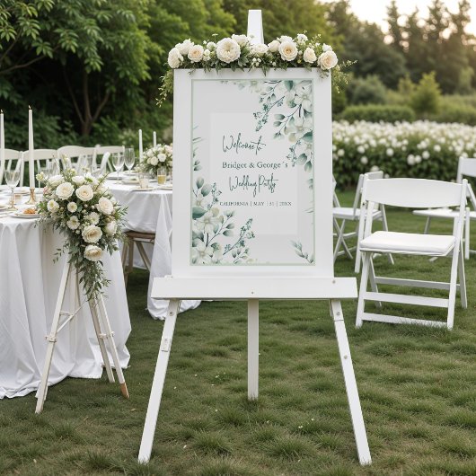 Farbenfrohe Blumengrün Mattiert Hochzeit Begrüßung Acrylschild