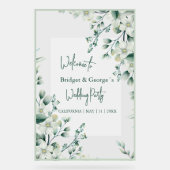 Farbenfrohe Blumengrün Mattiert Hochzeit Begrüßung Acrylschild (Vorderseite)