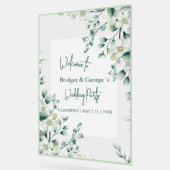 Farbenfrohe Blumengrün Mattiert Hochzeit Begrüßung Acrylschild (Winkel)